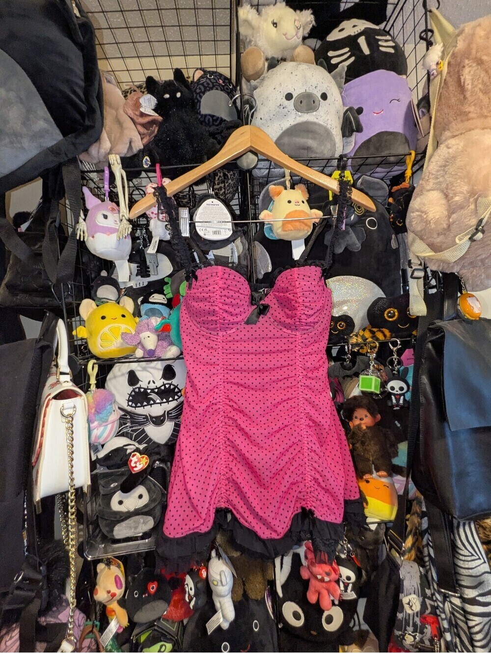 La Senza Pink Polka Dot Ruched Babydoll Cami Top Y2K Coquette Goth